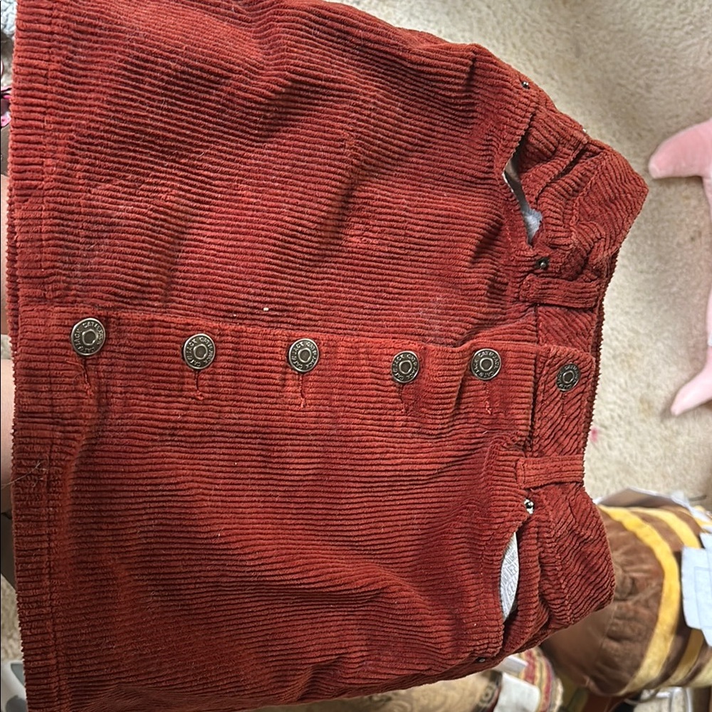 Rust Corduroy Skirt with Button Details